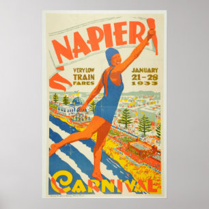 Poster Vintage Carnaval Napier Voyage Nouvelle-Zélande