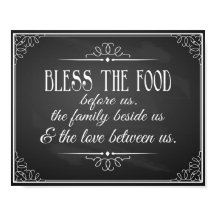 Vintage Chalkboard Bless this food mariage print