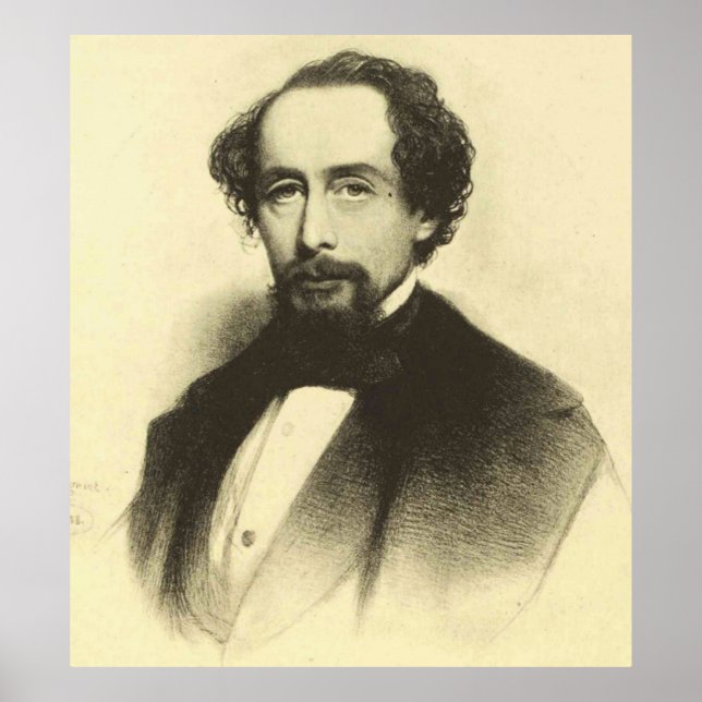 Poster Vintage Charles Dickens Portrait (Devant)