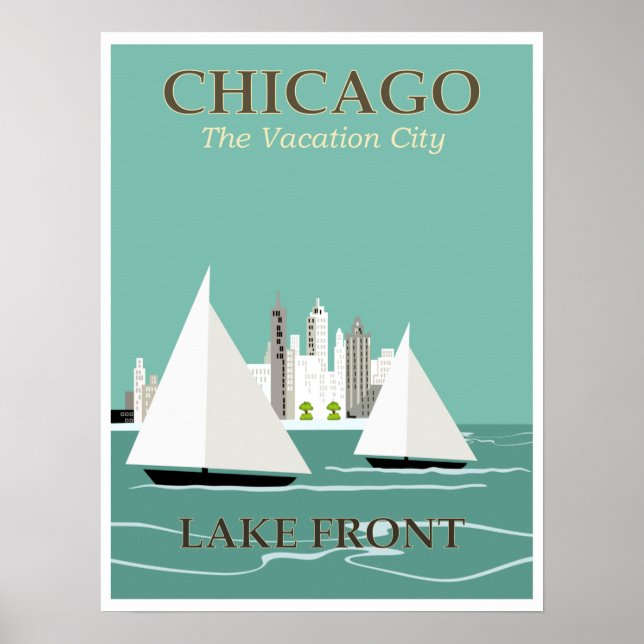 Poster Vintage Chicago Lake (Devant)