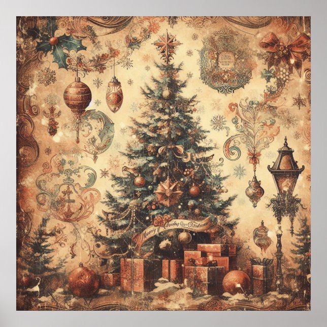 Poster Vintage Christmas Collage (Devant)