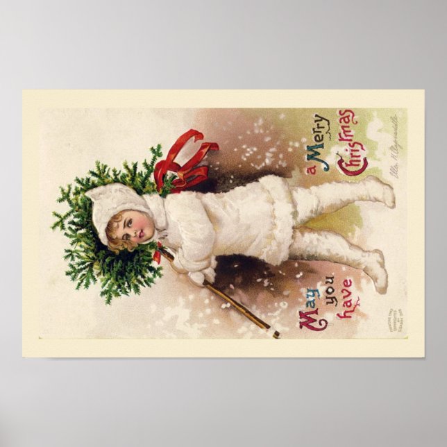POSTER: VINTAGE CHRISTMAS ILLUSTRATION POSTER (Vorne)