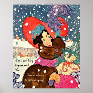 Poster Vintage Christmas Shopaholic