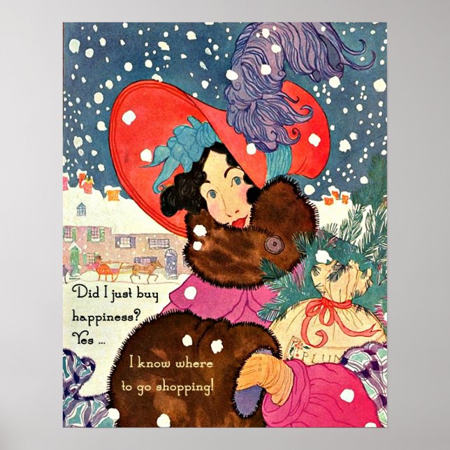 Poster Vintage Christmas Shopaholic (Devant)
