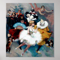 Poster vintage Circus Ballerina Clown