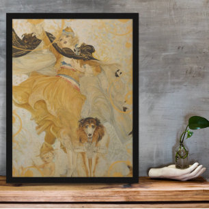 Poster vintage Collie Dog et Fashion Diva