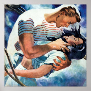 Poster Vintage Couple Comic Retro Pop Art Love