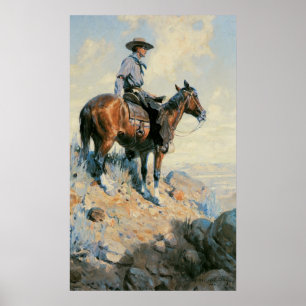 Poster Vintage Cowboy, Sentinel des Plaines Par Dunton