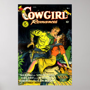 Poster Vintage Cowgirl Romances Gunslinger