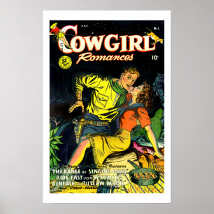 Poster vintage Cowgirl Romances Gunslinger