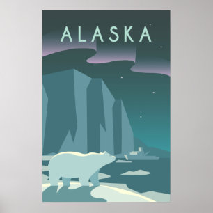 Poster Vintage Cruise Line Alaska Glacier Travel