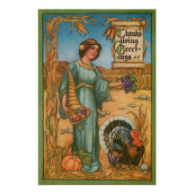 Vintage Dame Avec Cornucopia