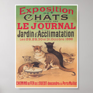 Poster vintage d'annonce d'exposition de chats