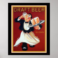 Poster vintage de bière Brouillon 16x20