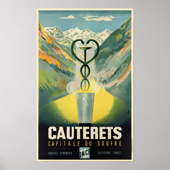 Poster vintage de Cauterets France (Devant)