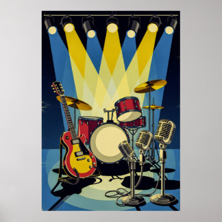 Poster vintage de concerts Retro Rock and Roll