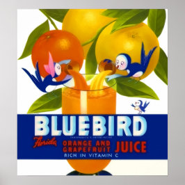 Poster vintage de jus d'orange de Bluebird