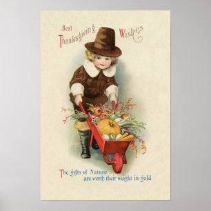 Poster vintage de la carte Thanksgiving