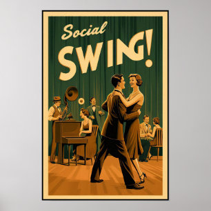 poster vintage de la danse à voile sociale des ann
