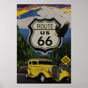 Poster vintage de l'itinéraire 66 des USA
