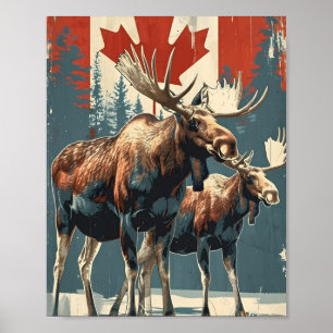 Poster Vintage de l'orignal canadien
