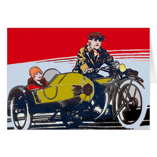Poster vintage de moto Sidecar (Devant horizontal)