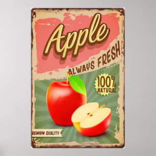 Poster vintage de pomme de fruits frais