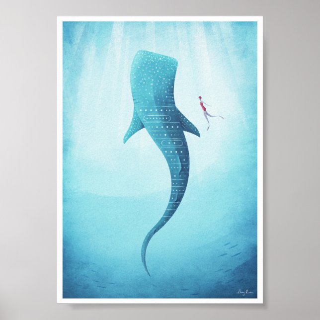 Poster vintage de requin-baleine (Devant)