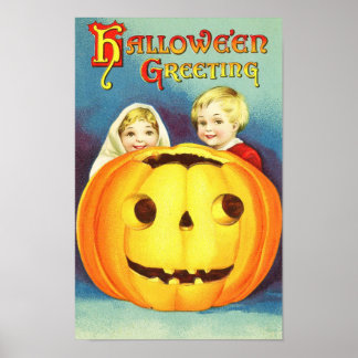 Poster vintage de salutation Halloween