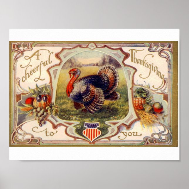 Poster vintage de Thanksgiving — Turquie (Devant)