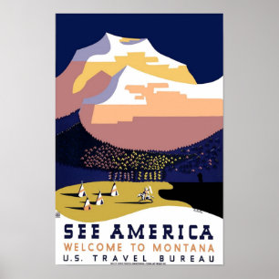 Poster vintage de voyage Montana
