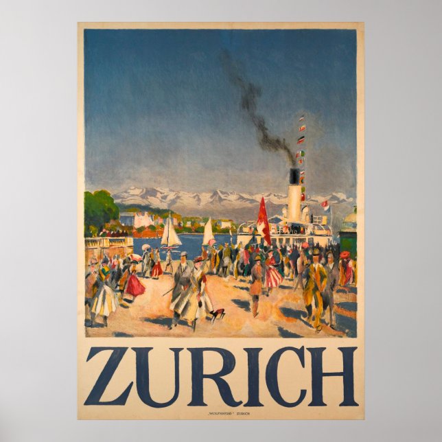 Poster vintage de Zurich Suisse (Devant)