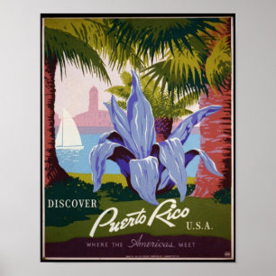 Poster vintage, Découvrez Porto Rico USA