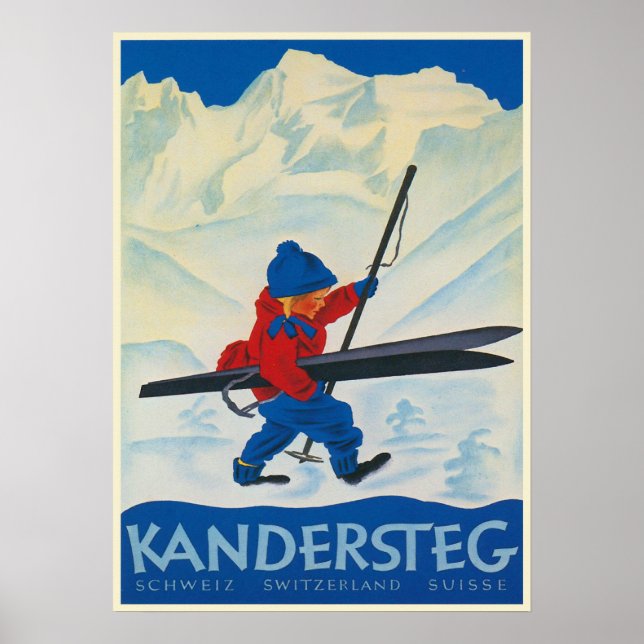 Poster vintage des Alpes suisses (Devant)