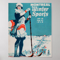 Poster vintage des sports d'hiver de Montréal Ski