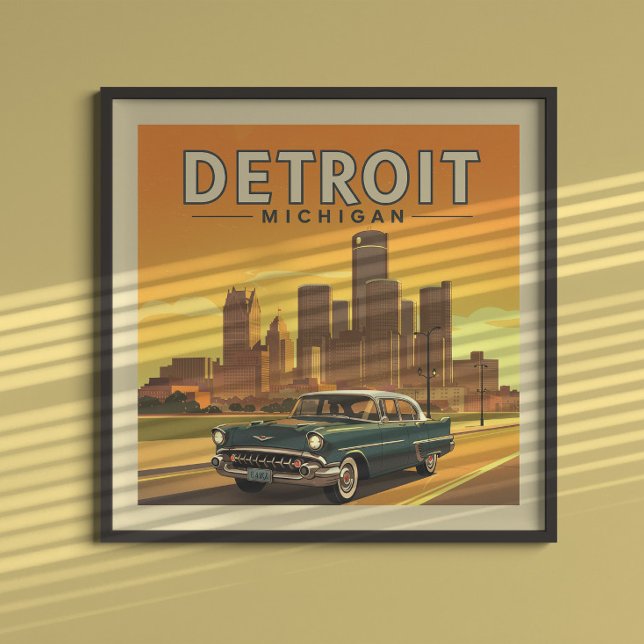 Poster Vintage Detroit Michigan (Créateur téléchargé)