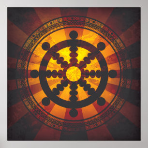 Poster Vintage Dharma Wheel Print