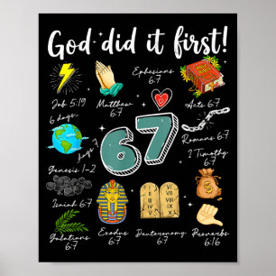 Poster Vintage Dieu L'a Fait En Premier 67 Six Sept Mème
