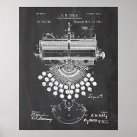 Poster vintage du Brevet de machine à écrire
