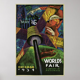 poster vintage du monde des expositions de Chicago