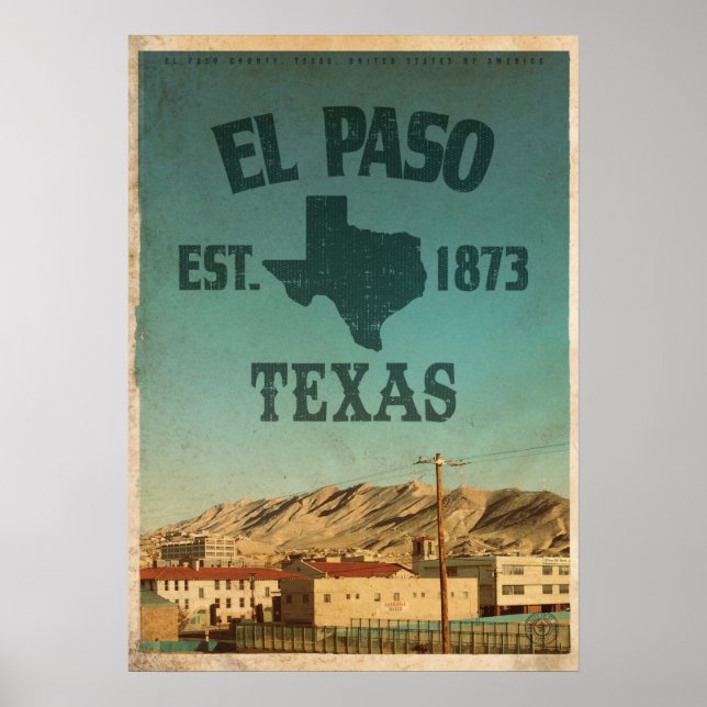 Poster vintage El Paso Texas Travel (Devant)