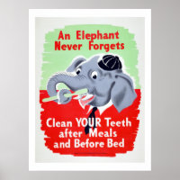 Poster vintage Elephant Dentist Bronzez vos dents