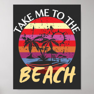 Poster Vintage Été Emmenez-Moi À La Plage