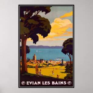 Poster Vintage Évian-les-Bains, Rhône-Alpes, France -