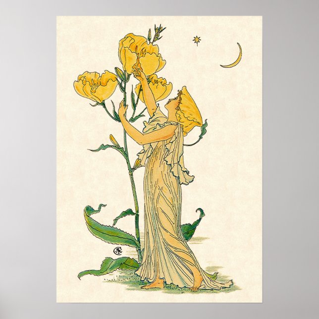 Poster Vintage Fairy Tale, Soirée Primrose, Walter Crane (Devant)