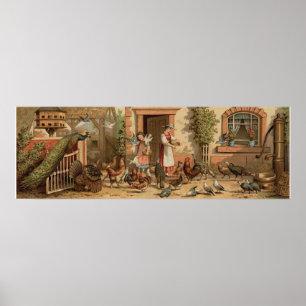 Poster Vintage Farm House mère et fille Imprimer