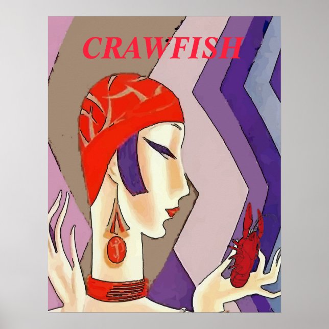 Poster Vintage femme écrevisse Abstraite (Devant)
