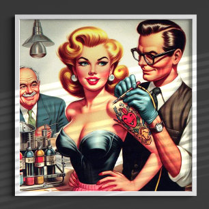 Poster Vintage fille de tatouage