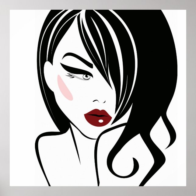 Poster Vintage fille lèvres rouges (Devant)