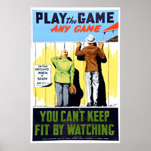 Poster Vintage Fitness Play the Game Baseball